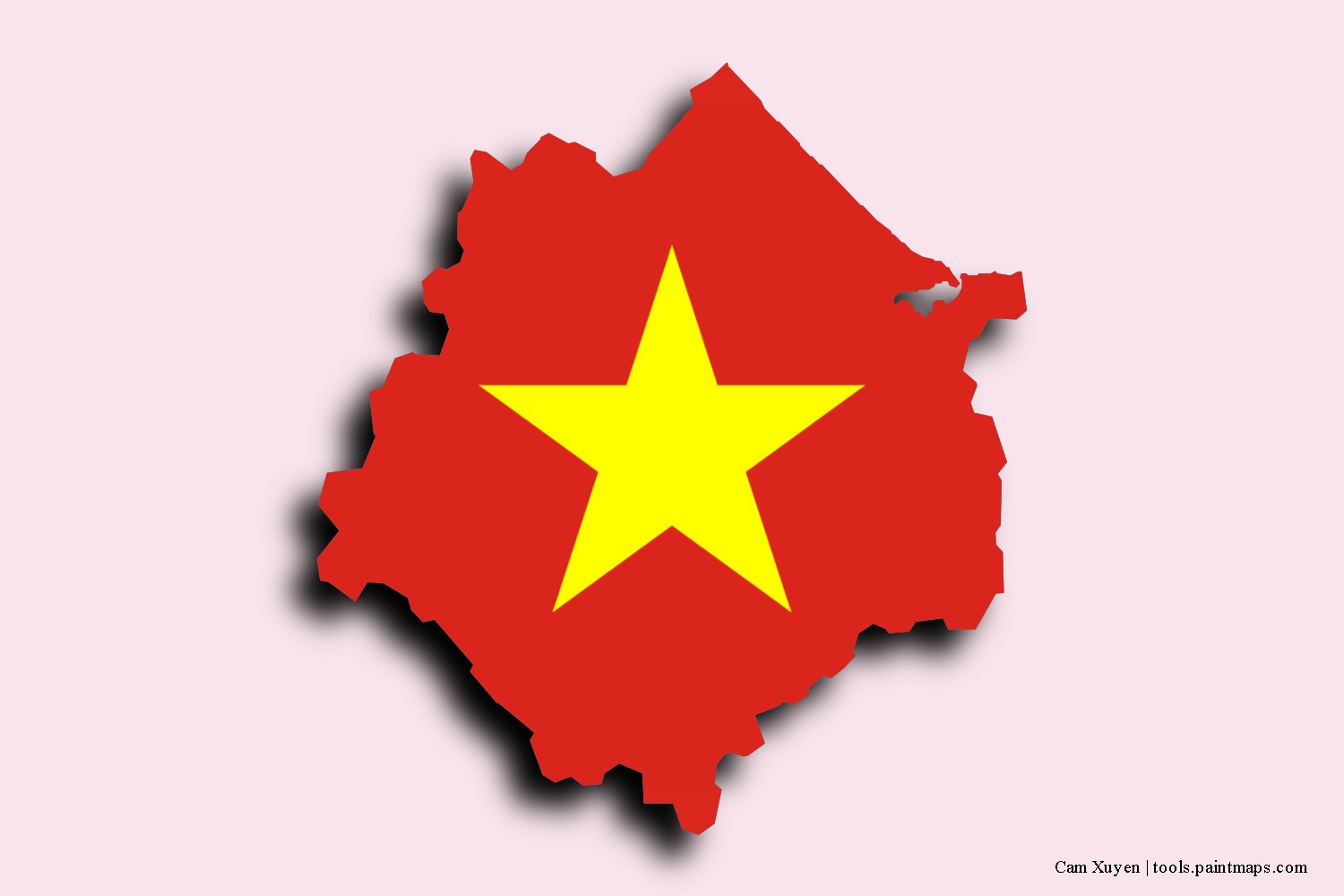 flag map of Cam Xuyen with 3D shadow effect