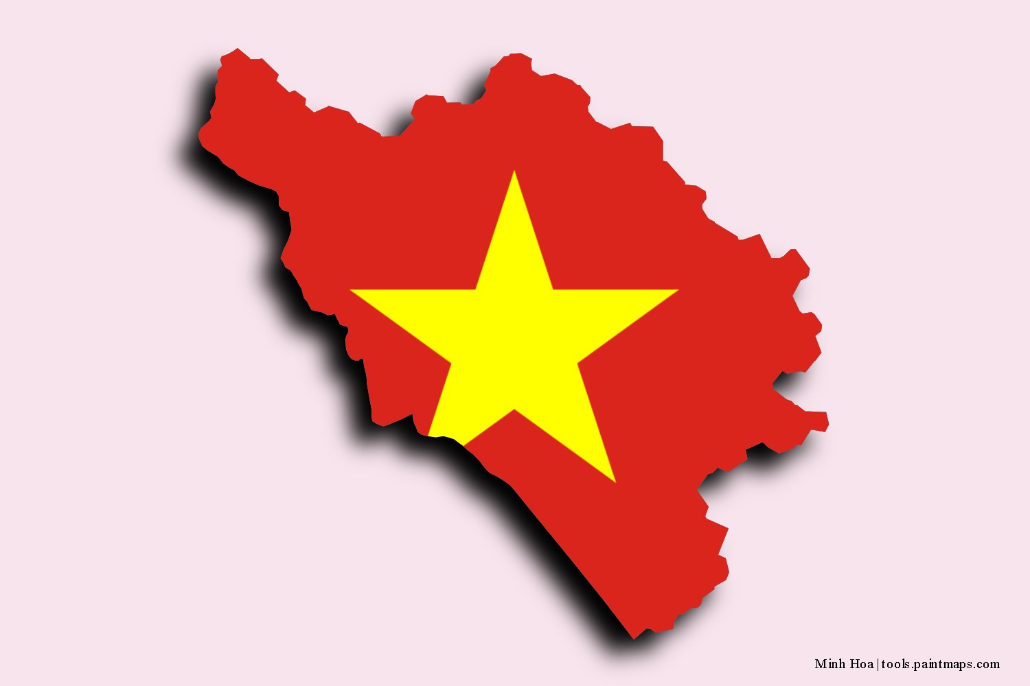 flag map of Minh Hoa with 3D shadow effect