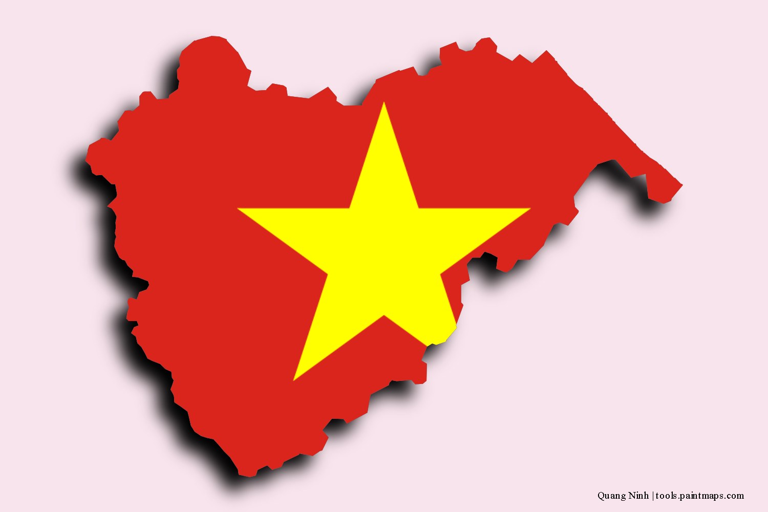 flag map of Quang Ninh with 3D shadow effect