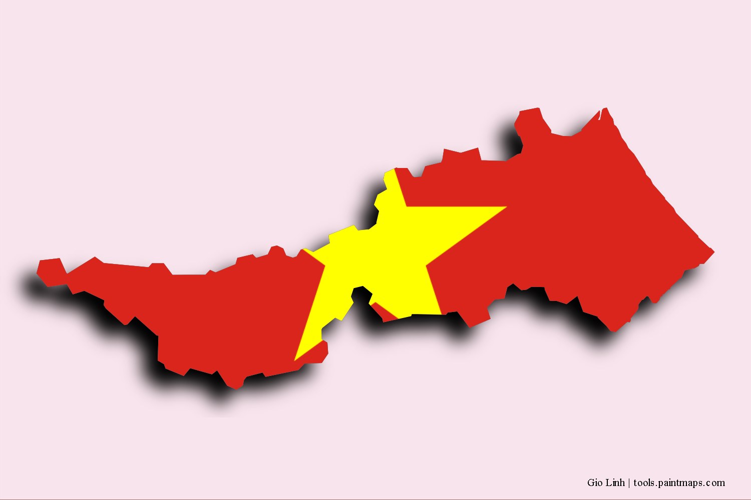 flag map of Gio Linh with 3D shadow effect