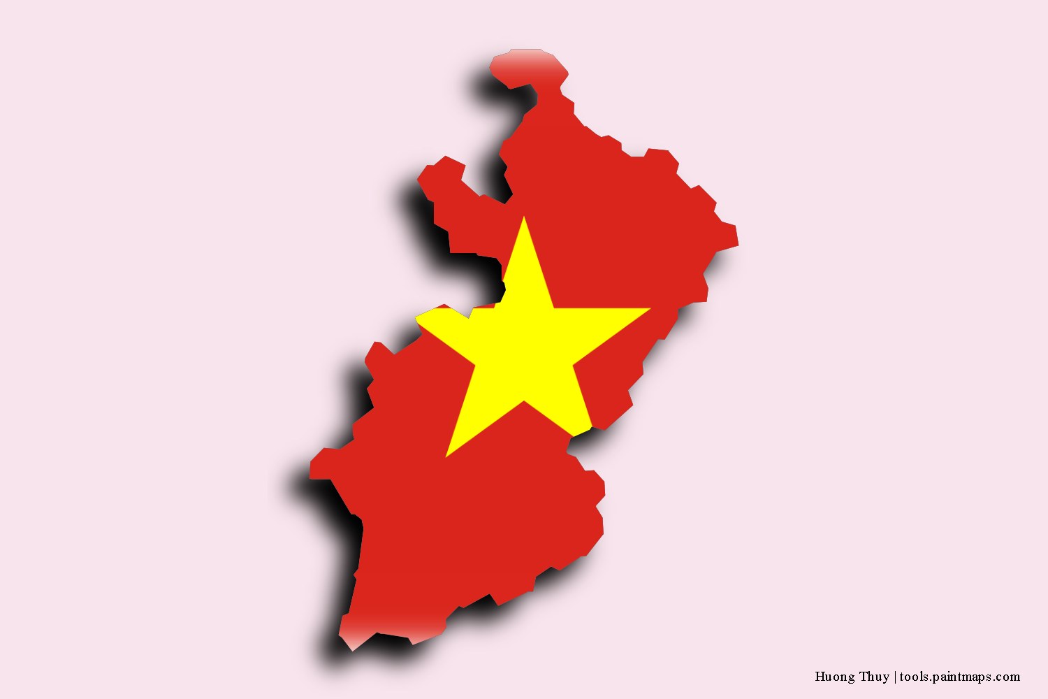 flag map of Huong Thuy with 3D shadow effect