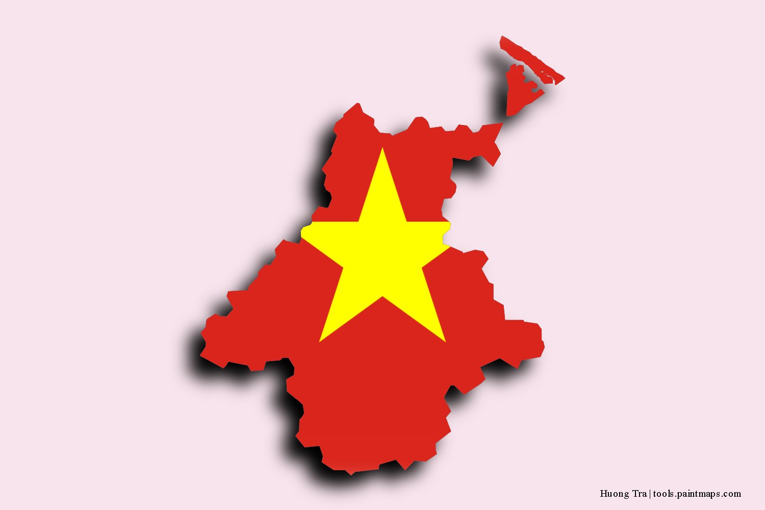 flag map of Huong Tra with 3D shadow effect