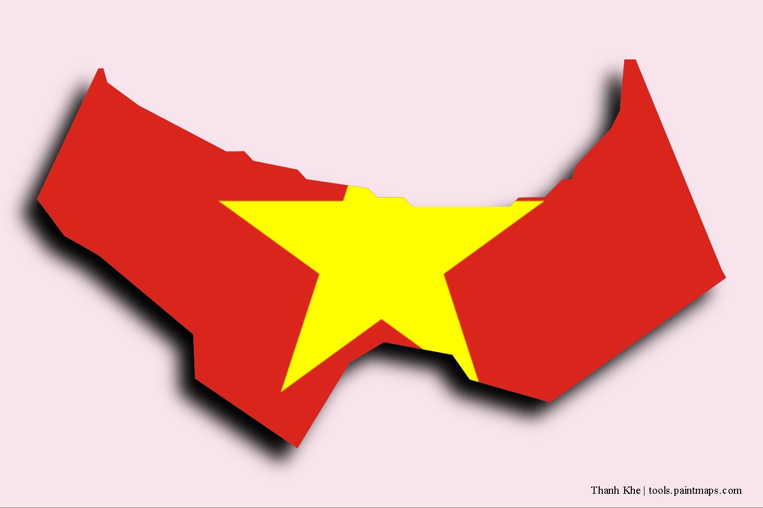 flag map of Thanh Khe with 3D shadow effect