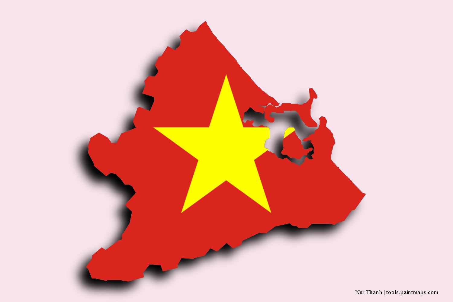 flag map of Nui Thanh with 3D shadow effect