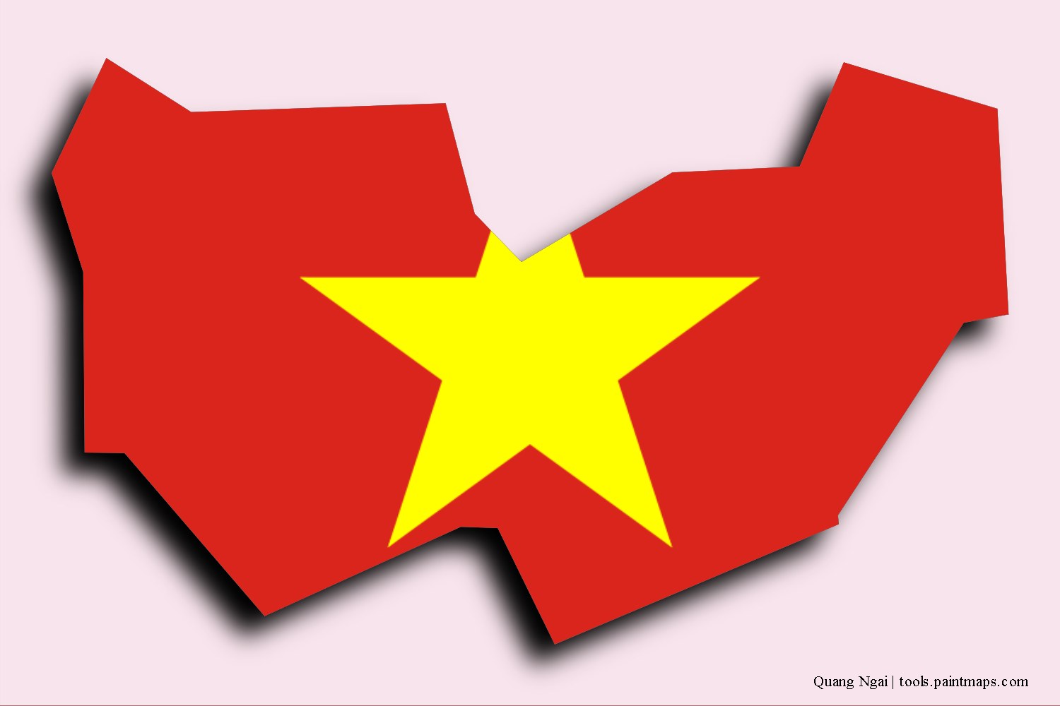 flag map of Quang Ngai with 3D shadow effect