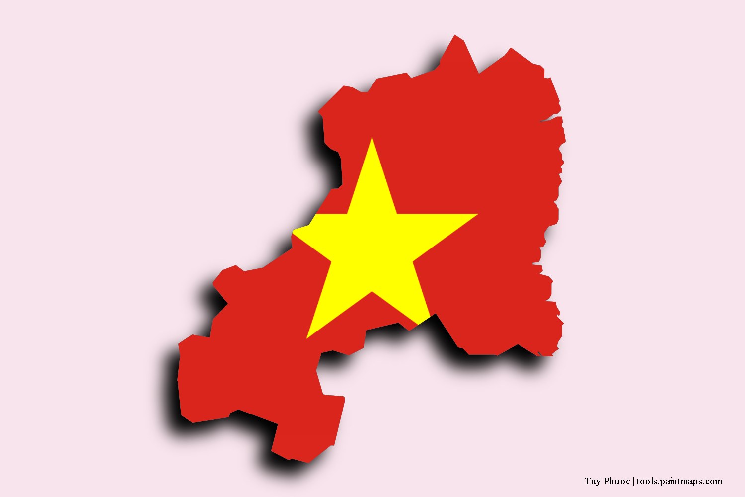 flag map of Tuy Phuoc with 3D shadow effect