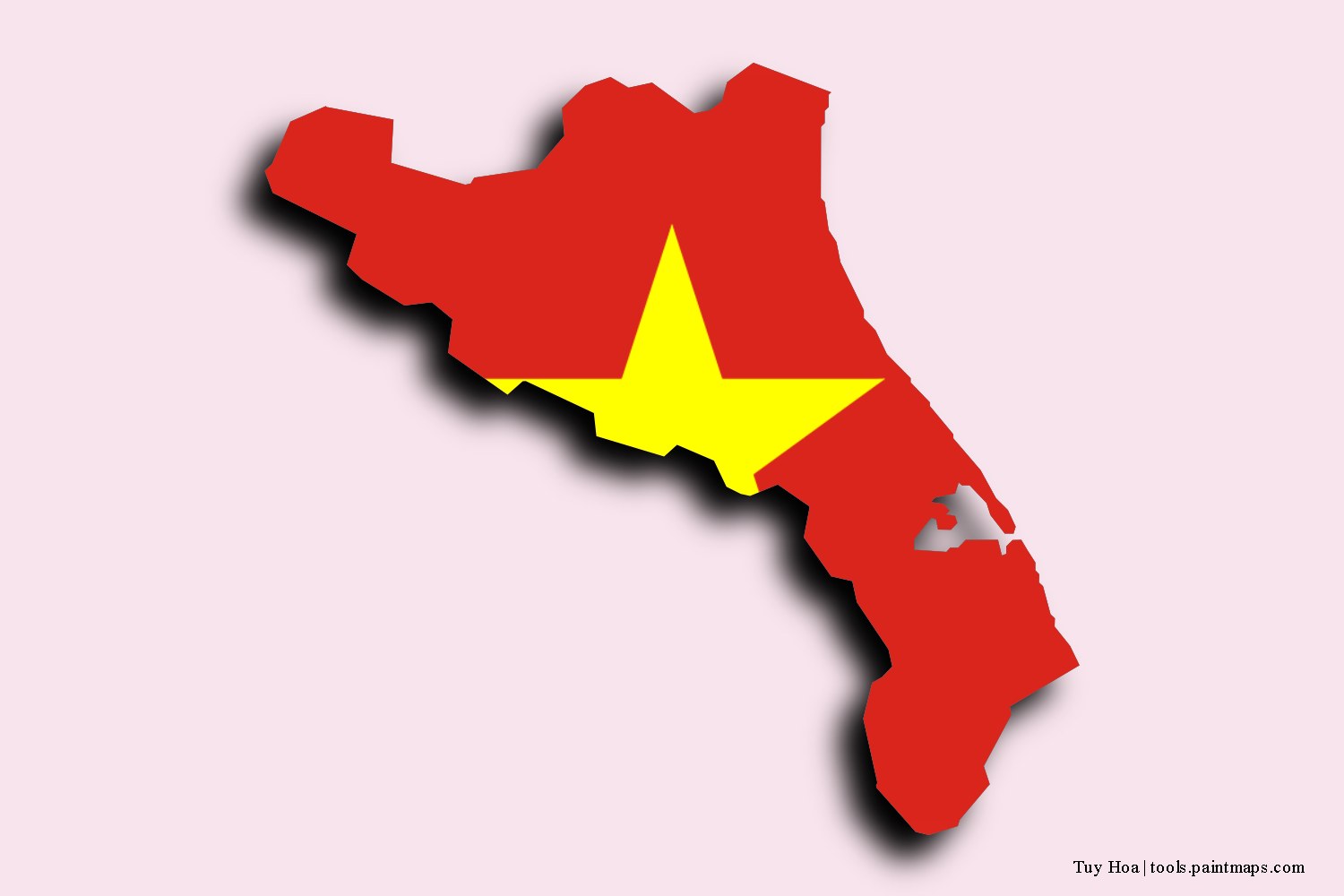 flag map of Tuy Hoa with 3D shadow effect