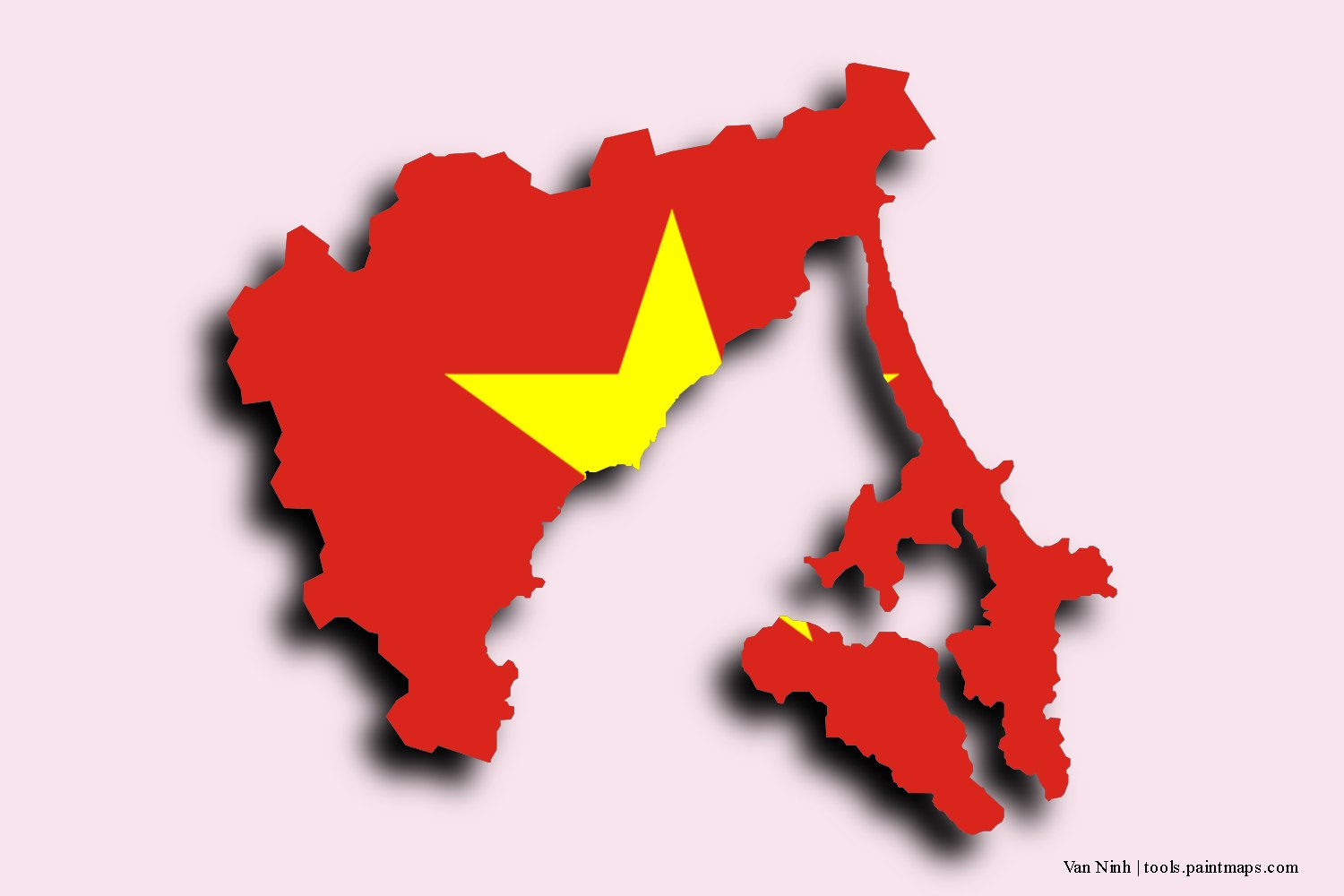 flag map of Van Ninh with 3D shadow effect