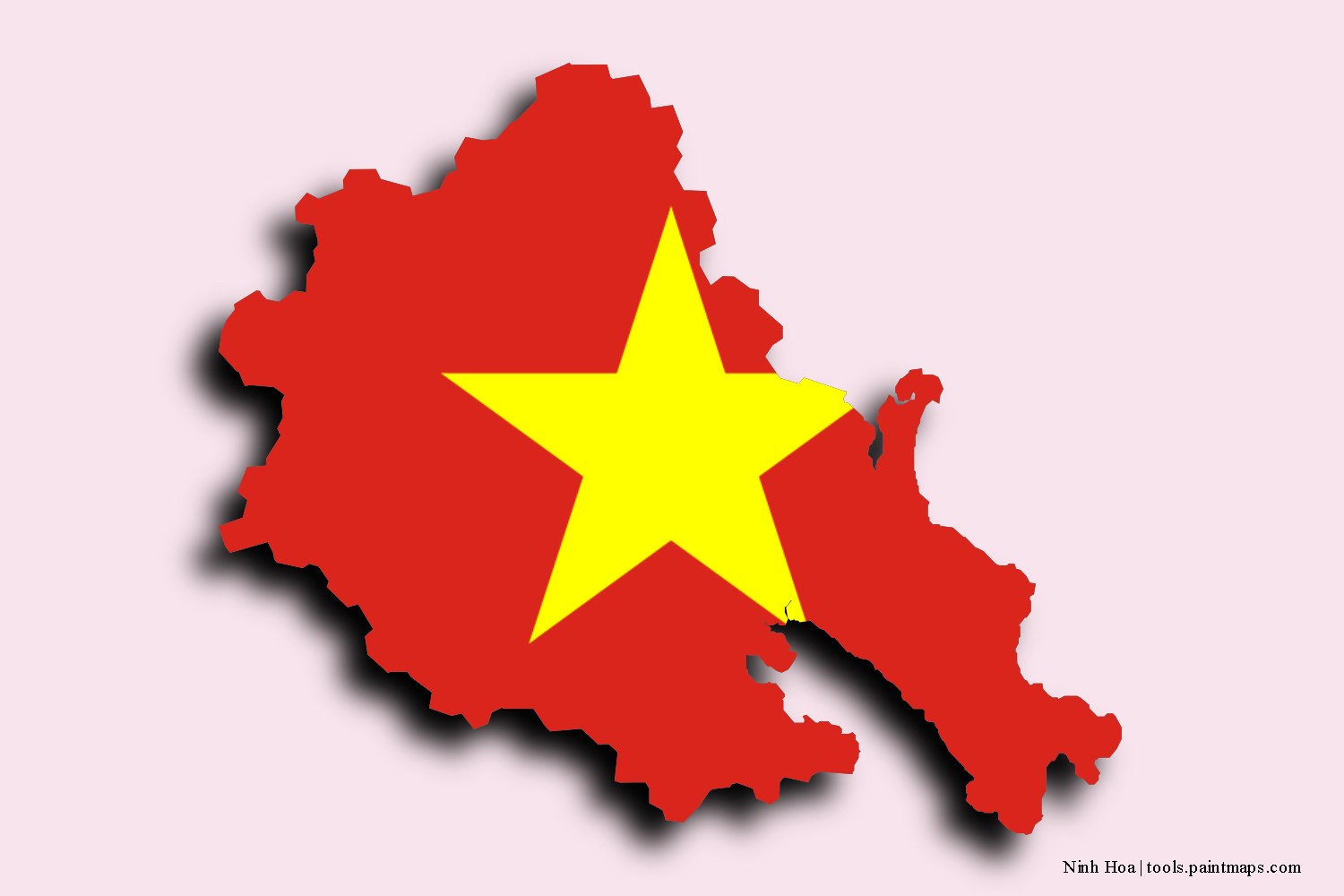 flag map of Ninh Hoa with 3D shadow effect