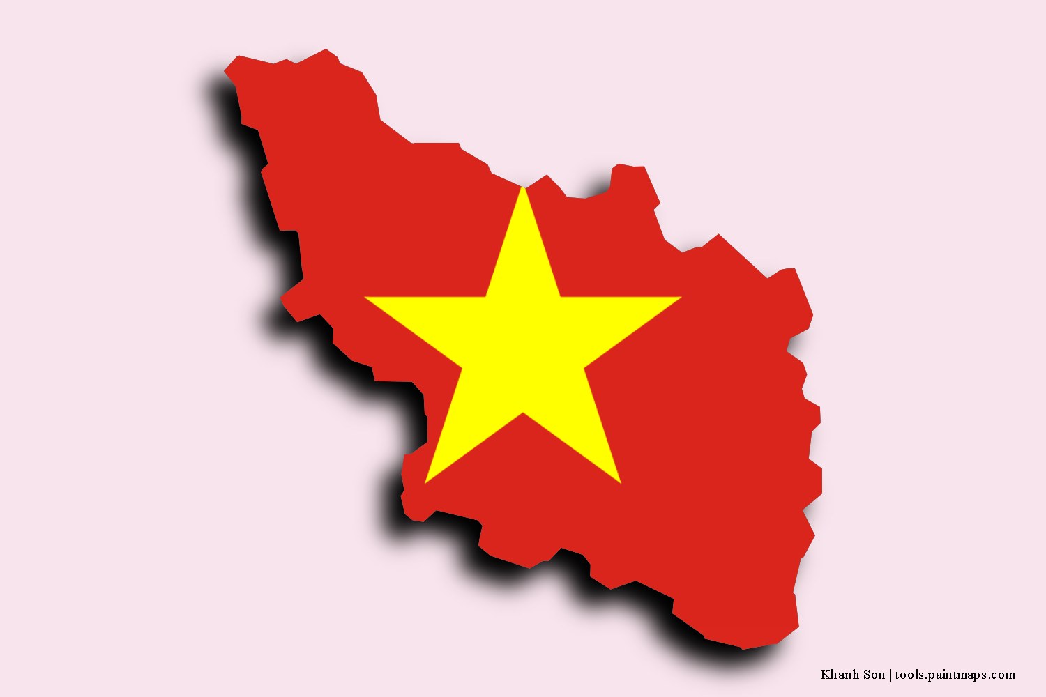 flag map of Khanh Son with 3D shadow effect