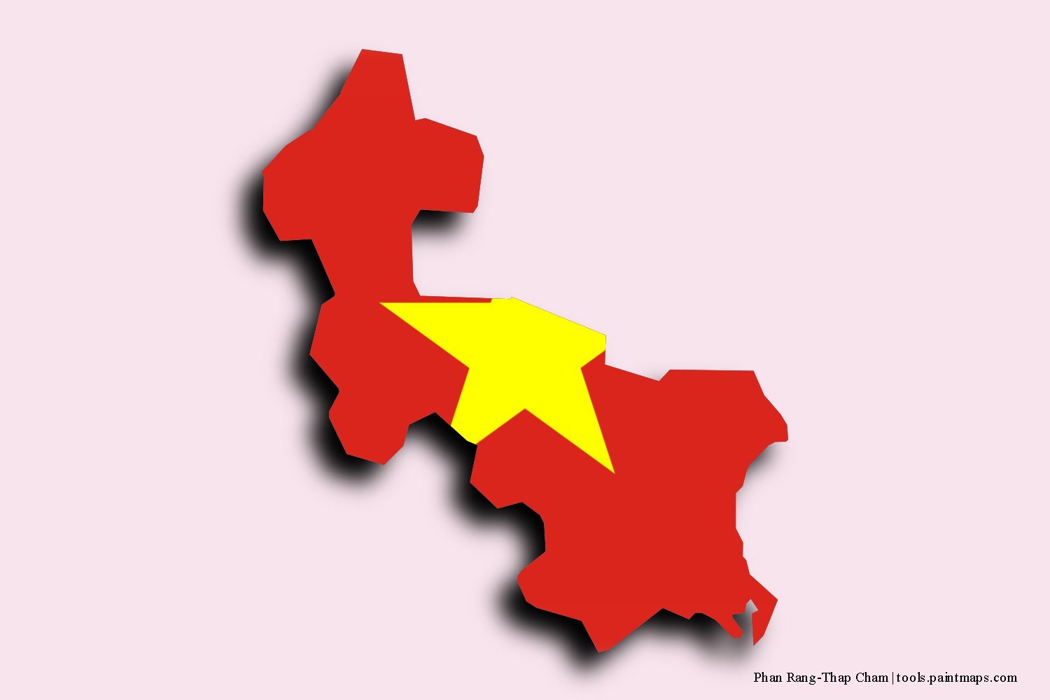 Mapa de la bandera de Phan Rang-Thap Cham con efecto de sombra 3D