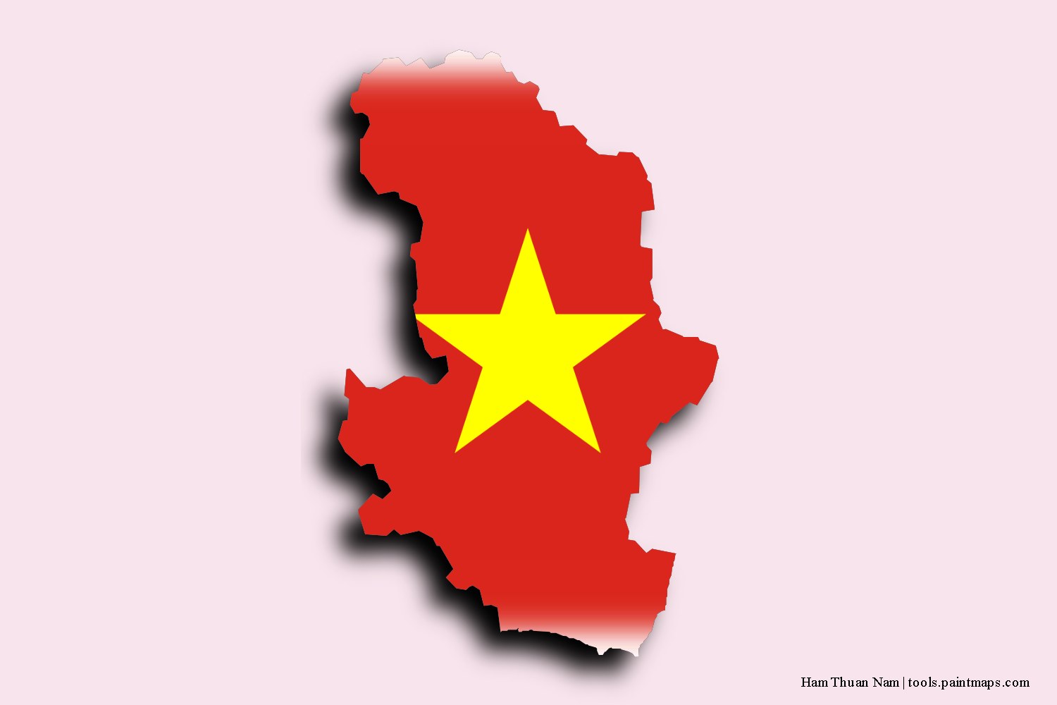 flag map of Ham Thuan Nam with 3D shadow effect