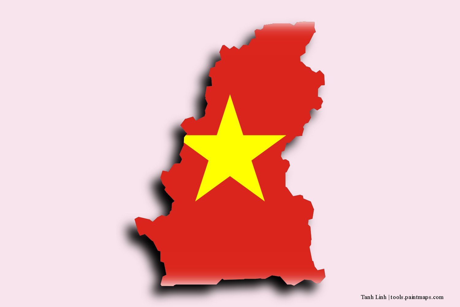 flag map of Tanh Linh with 3D shadow effect