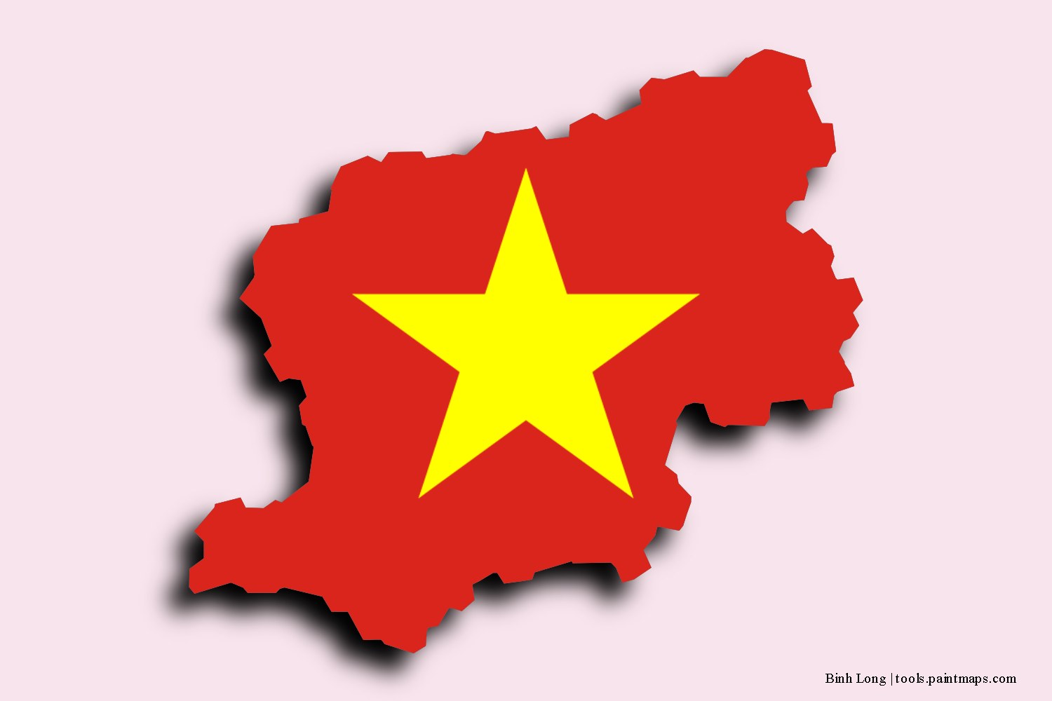 flag map of Binh Long with 3D shadow effect