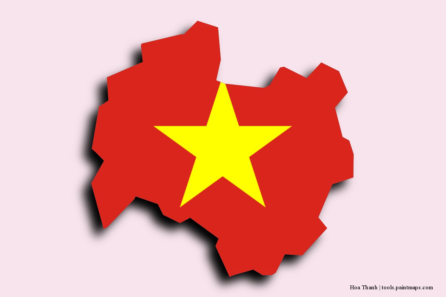 flag map of Hoa Thanh with 3D shadow effect