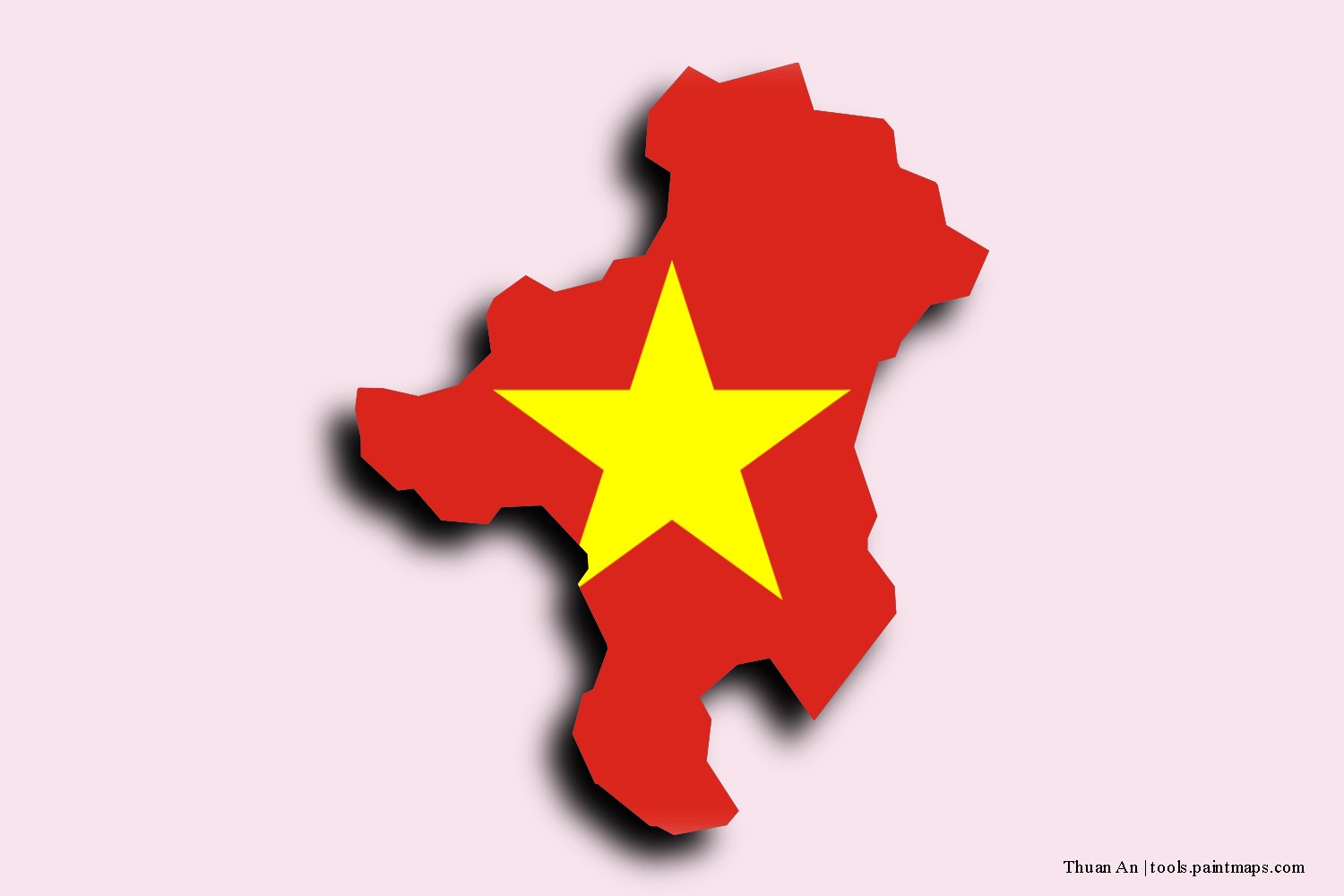 flag map of Thuan An with 3D shadow effect