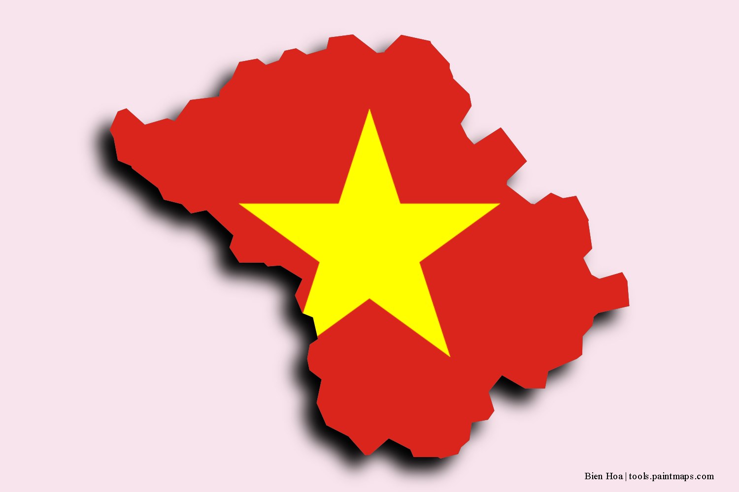 Mapa de la bandera de Bien Hoa con efecto de sombra 3D