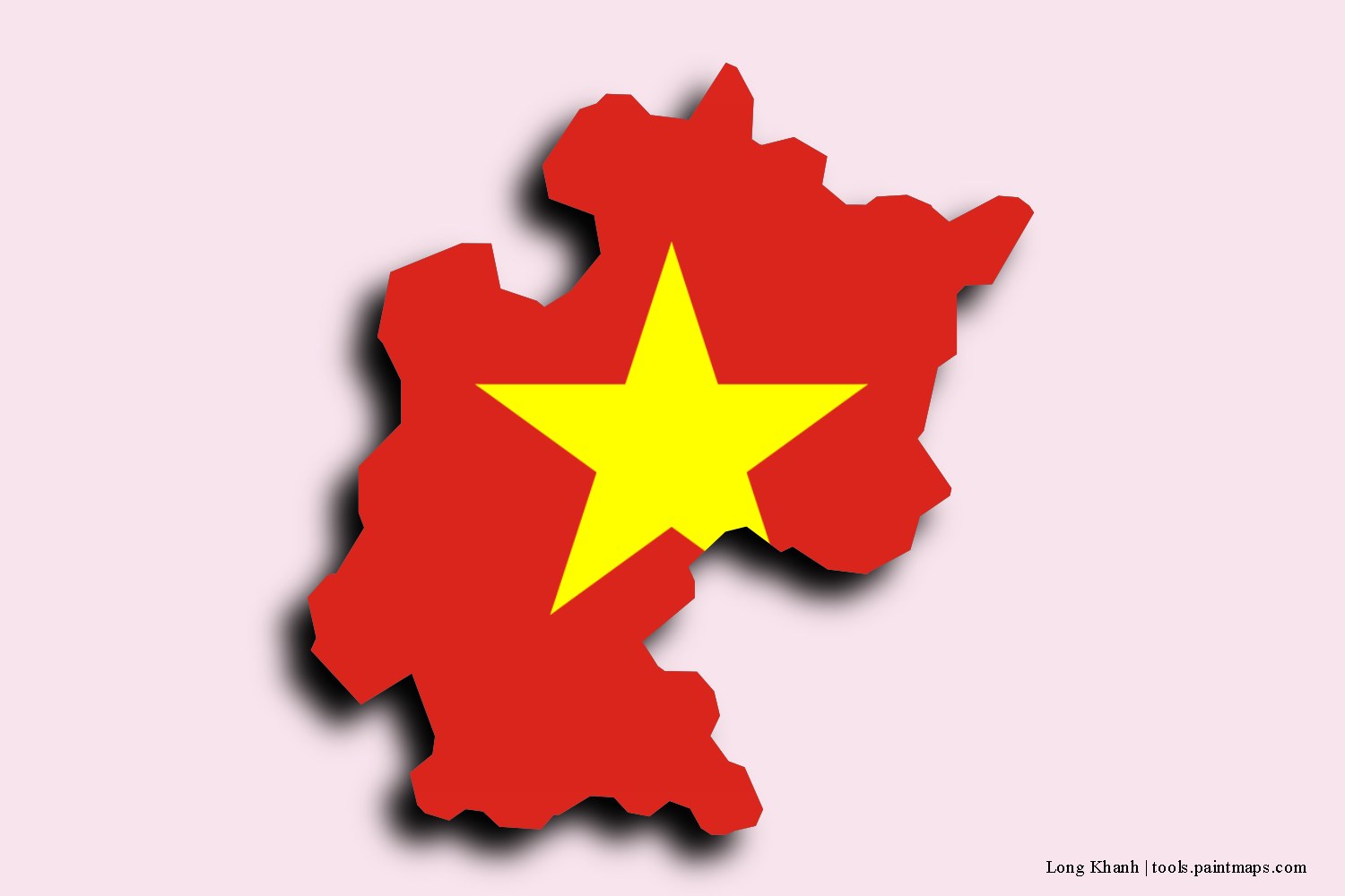 flag map of Long Khanh with 3D shadow effect