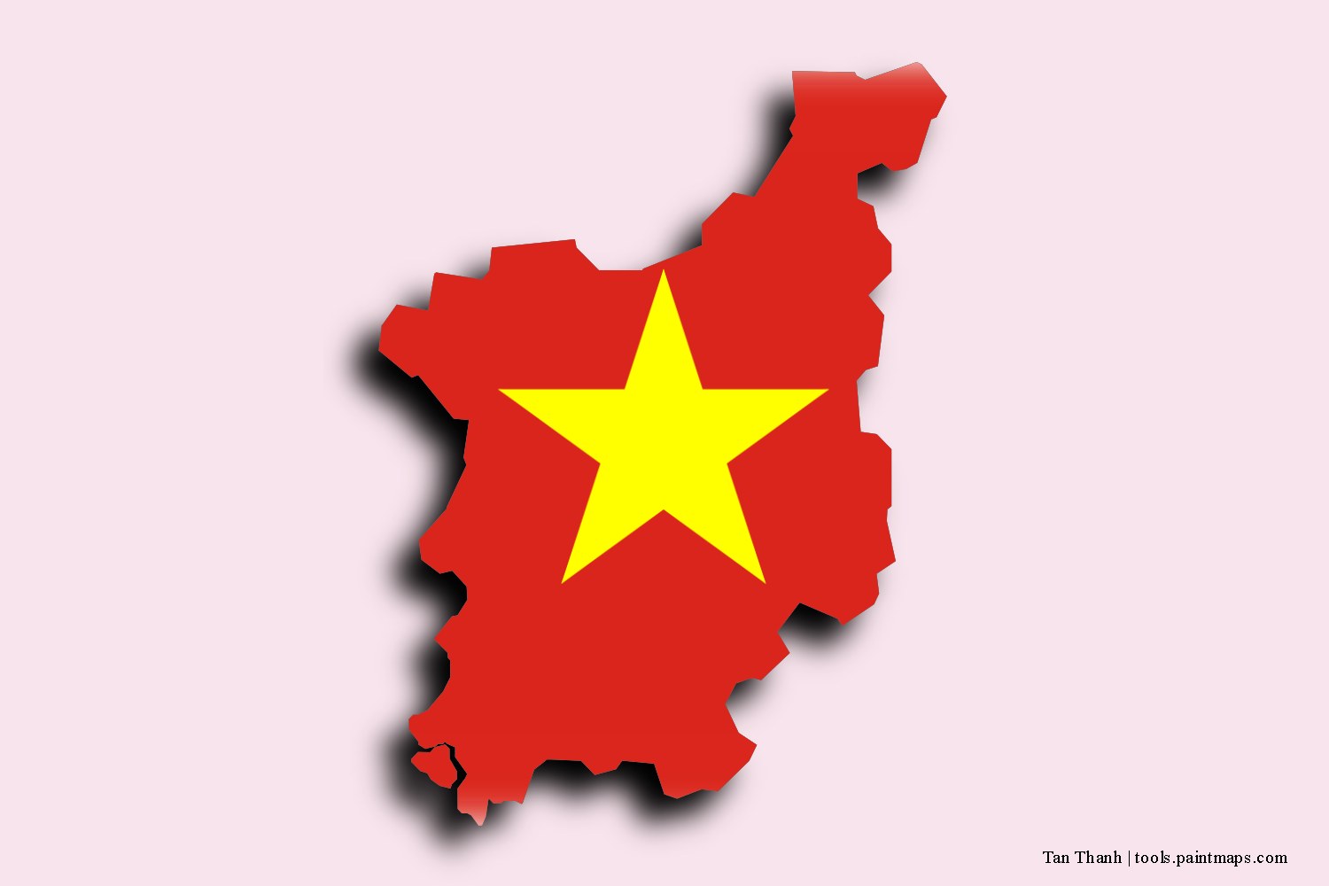 flag map of Tan Thanh with 3D shadow effect