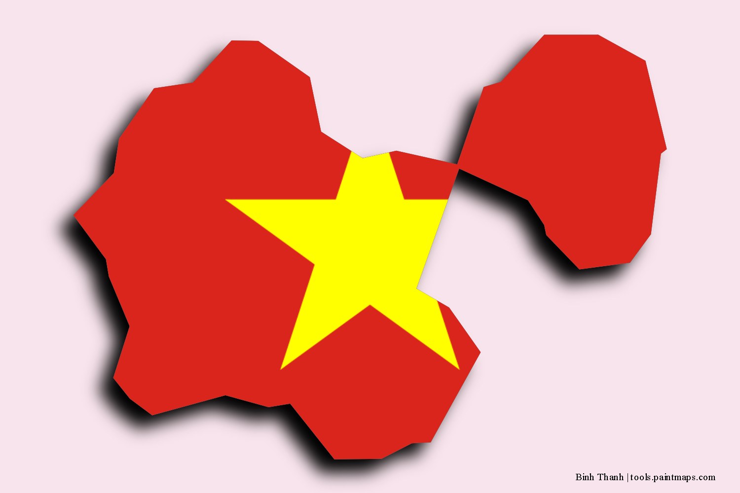 flag map of Binh Thanh with 3D shadow effect