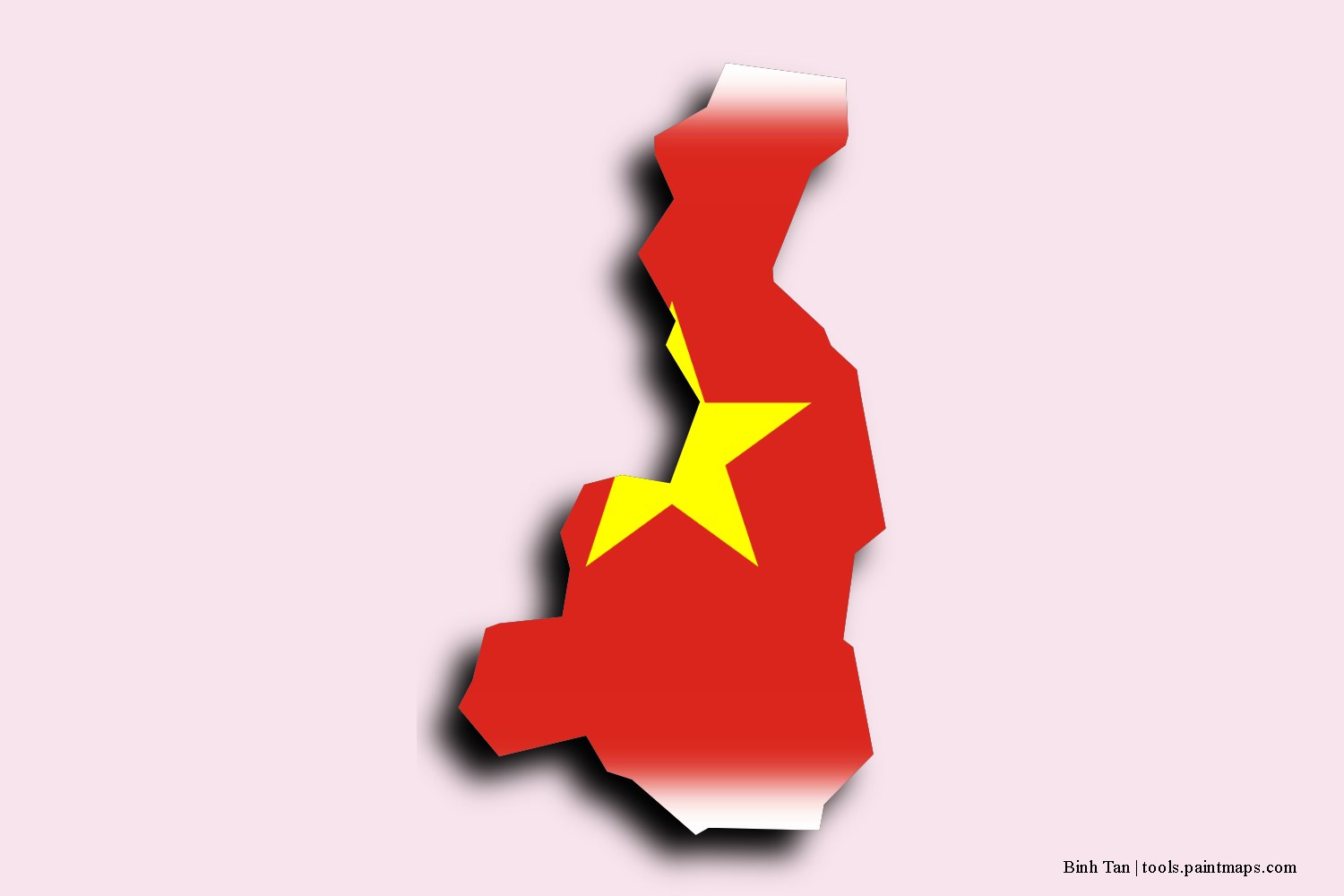 Mapa de la bandera de Binh Tan con efecto de sombra 3D