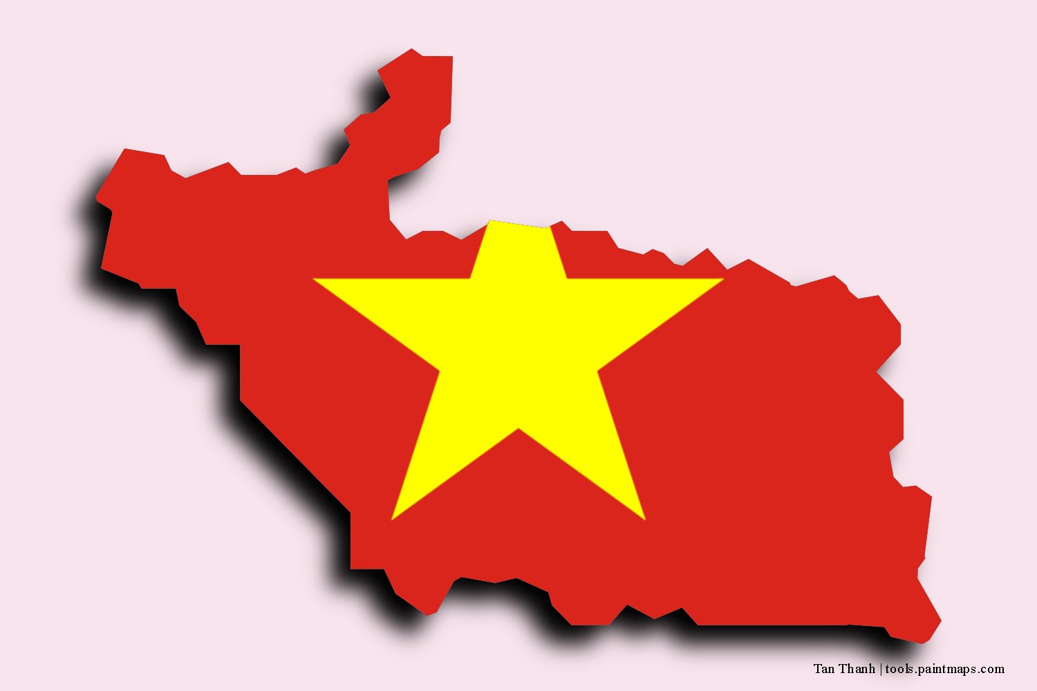 flag map of Tan Thanh with 3D shadow effect