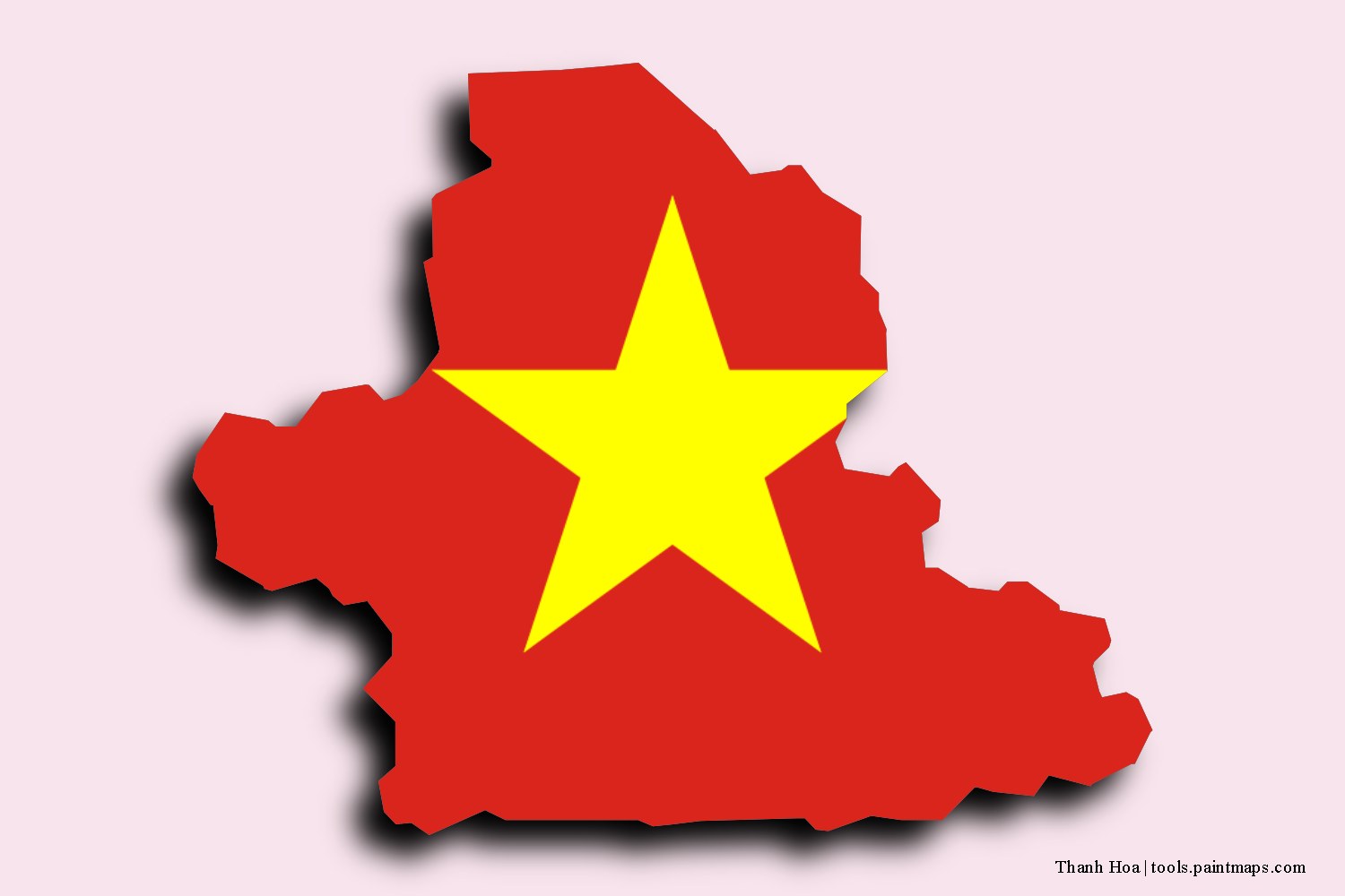 flag map of Thanh Hoa with 3D shadow effect