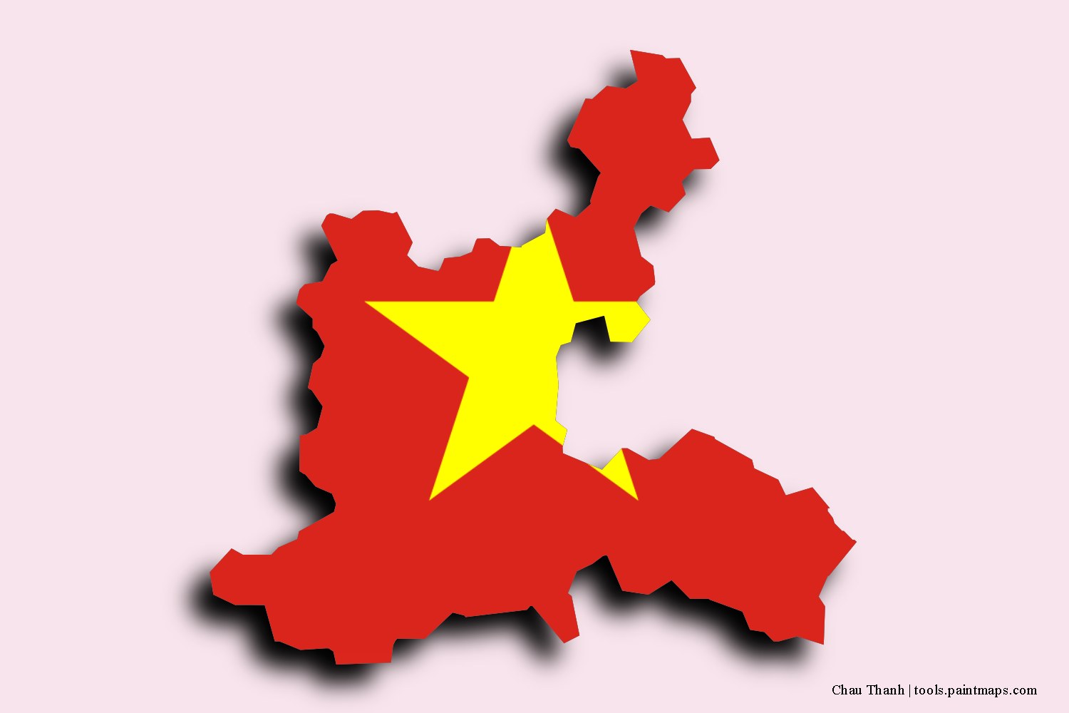 flag map of Chau Thanh with 3D shadow effect