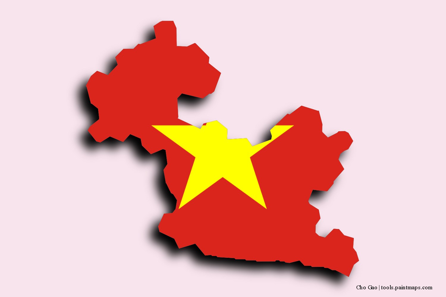 flag map of Cho Gao with 3D shadow effect