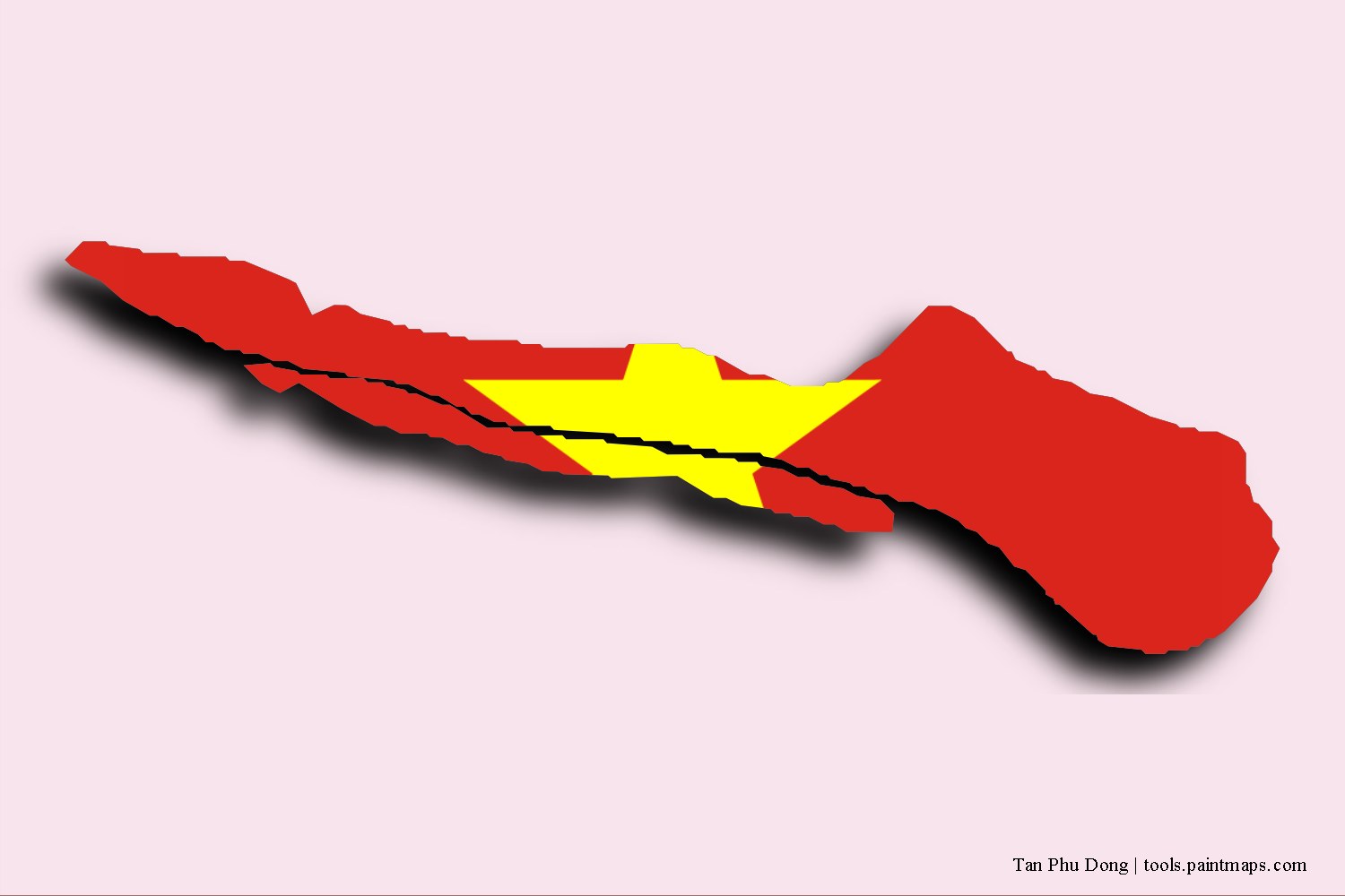 Mapa de la bandera de Tan Phu Dong con efecto de sombra 3D