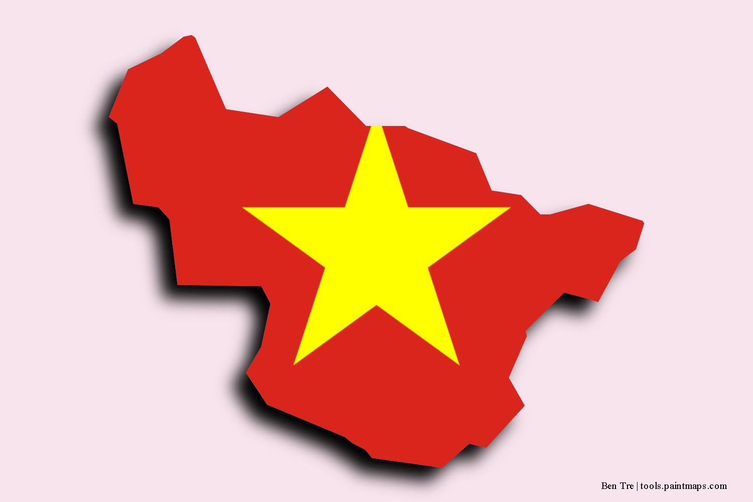 flag map of Ben Tre with 3D shadow effect