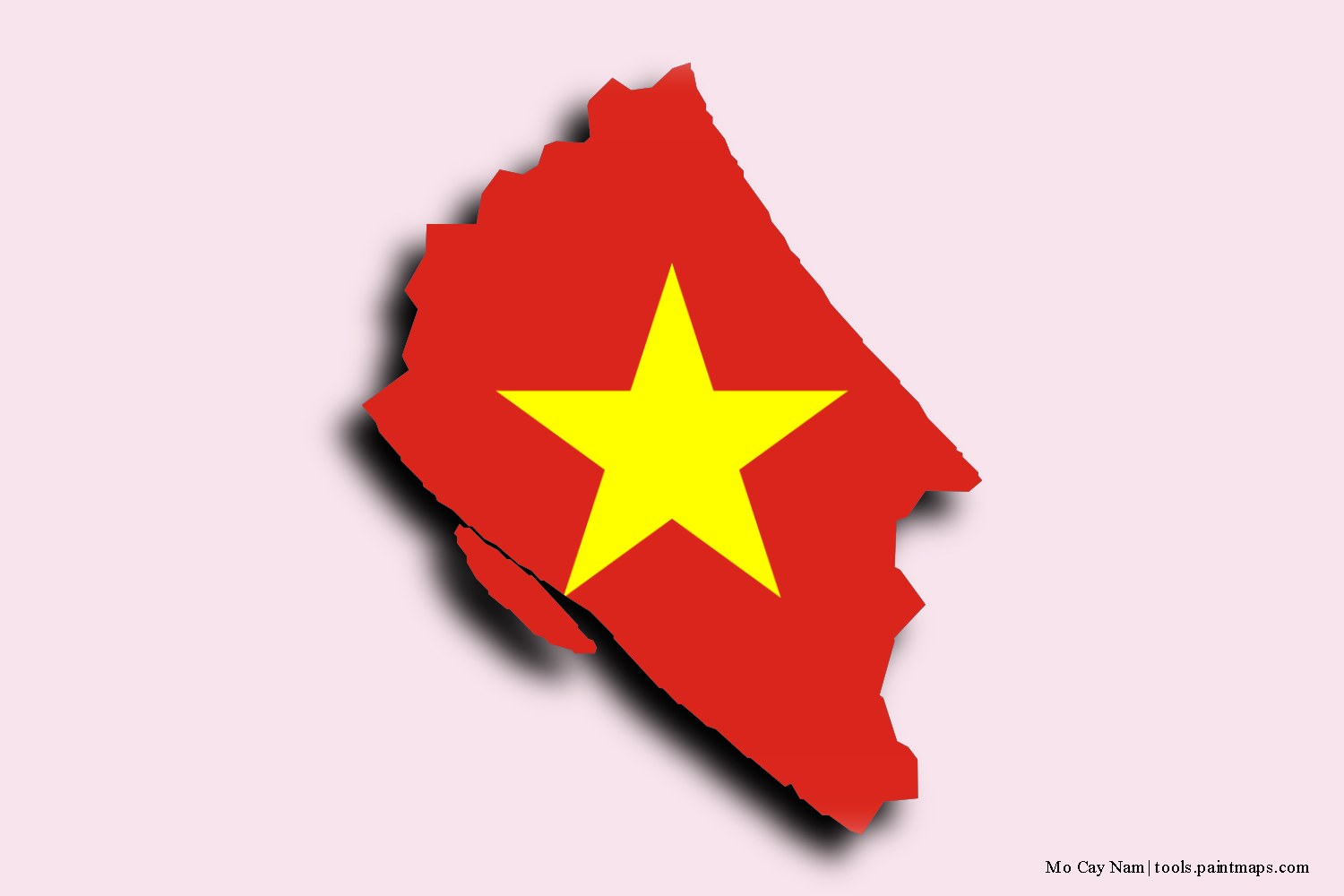 flag map of Mo Cay Nam with 3D shadow effect