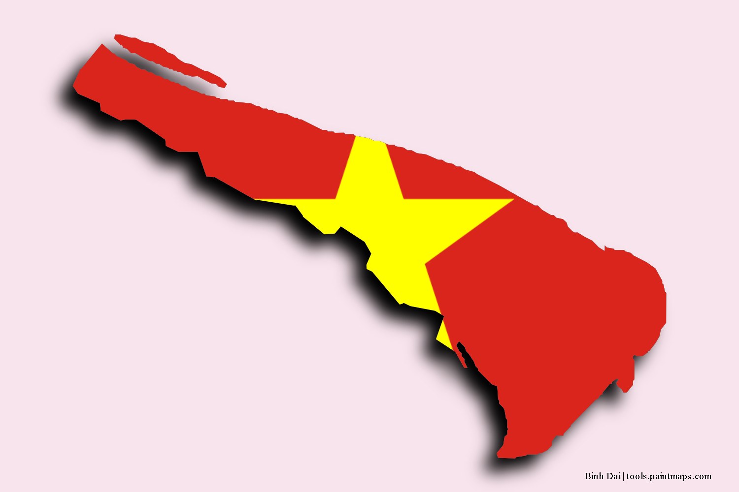 Mapa de la bandera de Binh Dai con efecto de sombra 3D