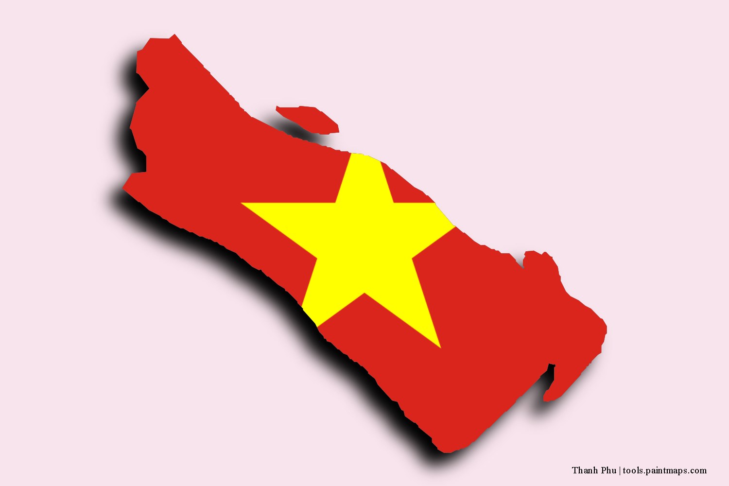 flag map of Thanh Phu with 3D shadow effect