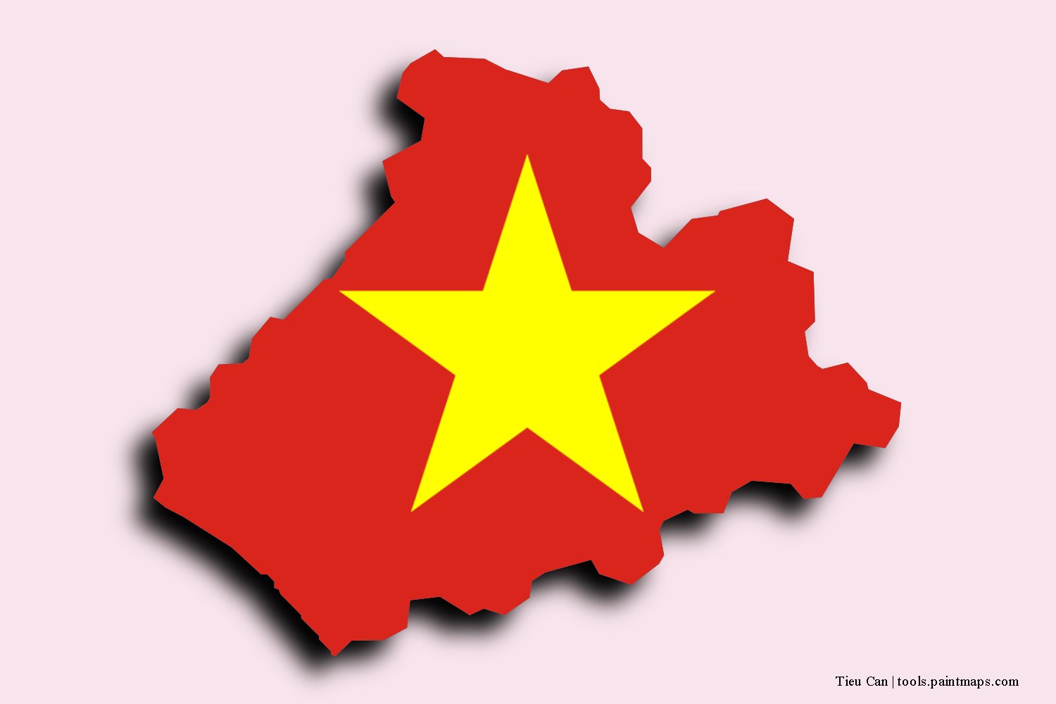 flag map of Tieu Can with 3D shadow effect