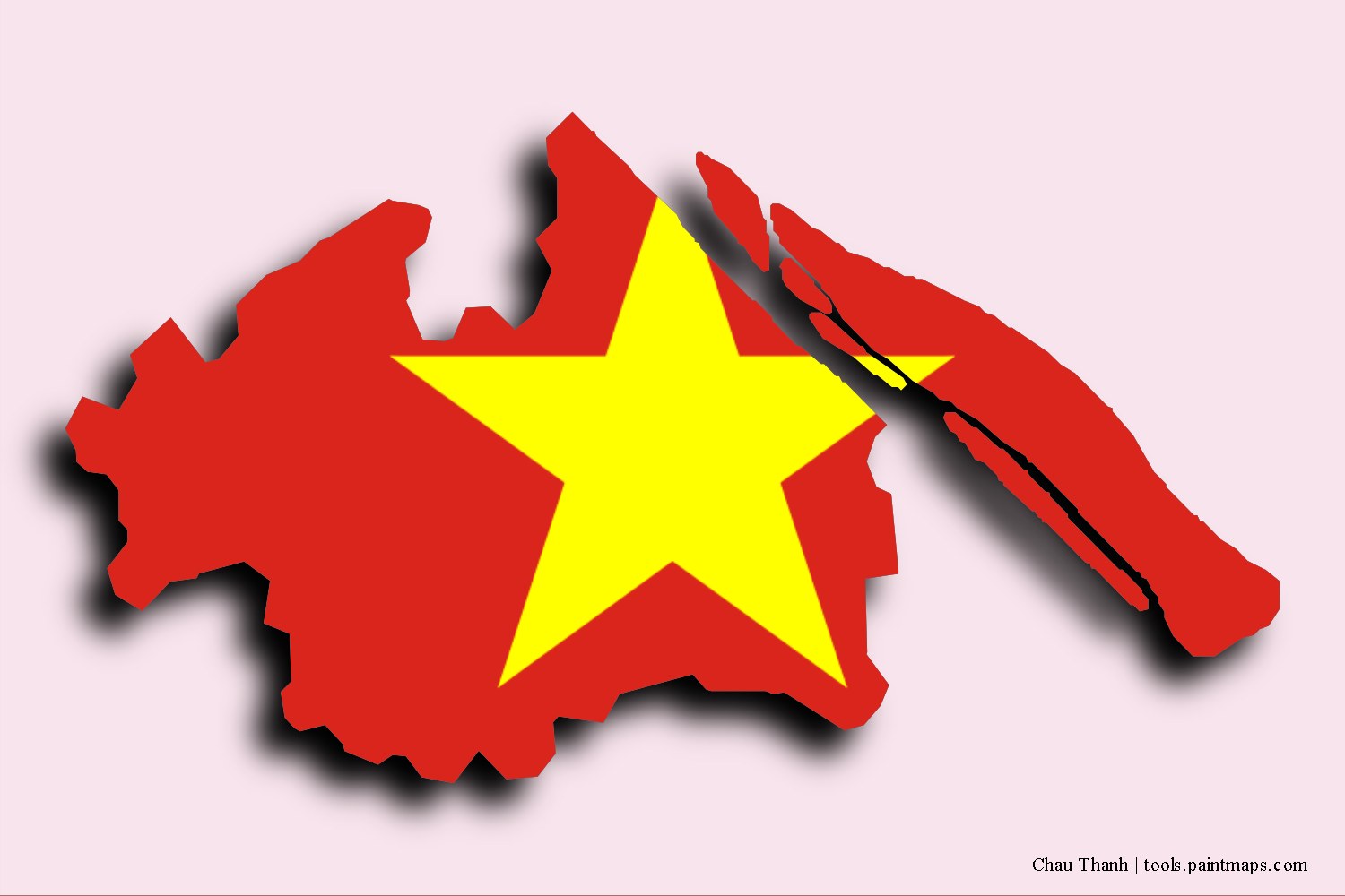 flag map of Chau Thanh with 3D shadow effect