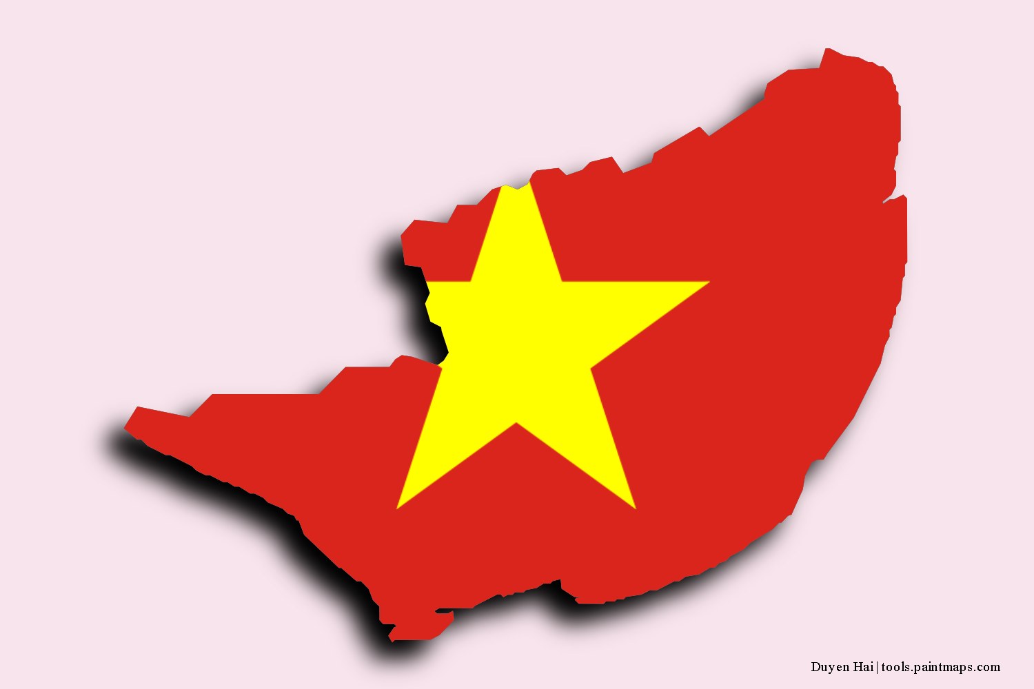 flag map of Duyen Hai with 3D shadow effect