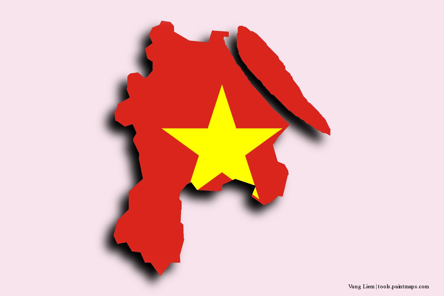 flag map of Vung Liem with 3D shadow effect