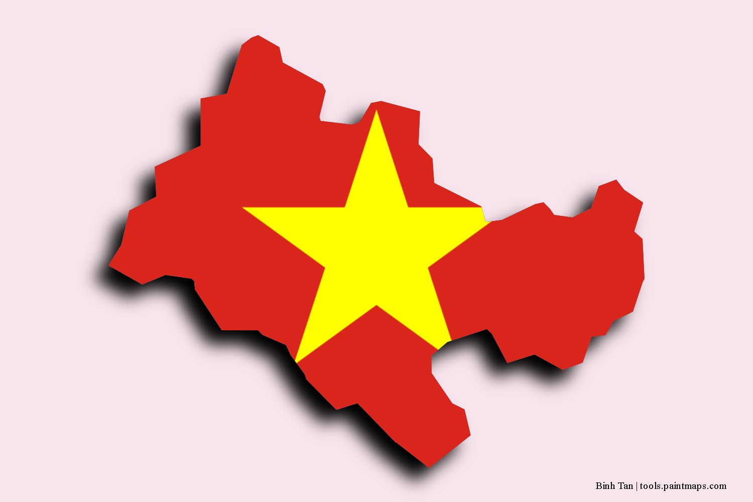 flag map of Binh Tan with 3D shadow effect