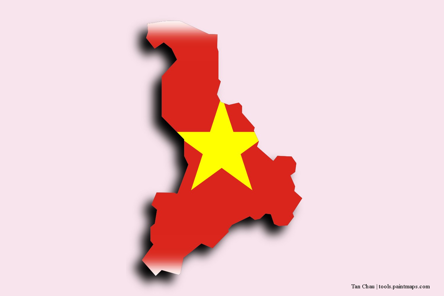 flag map of Tan Chau with 3D shadow effect