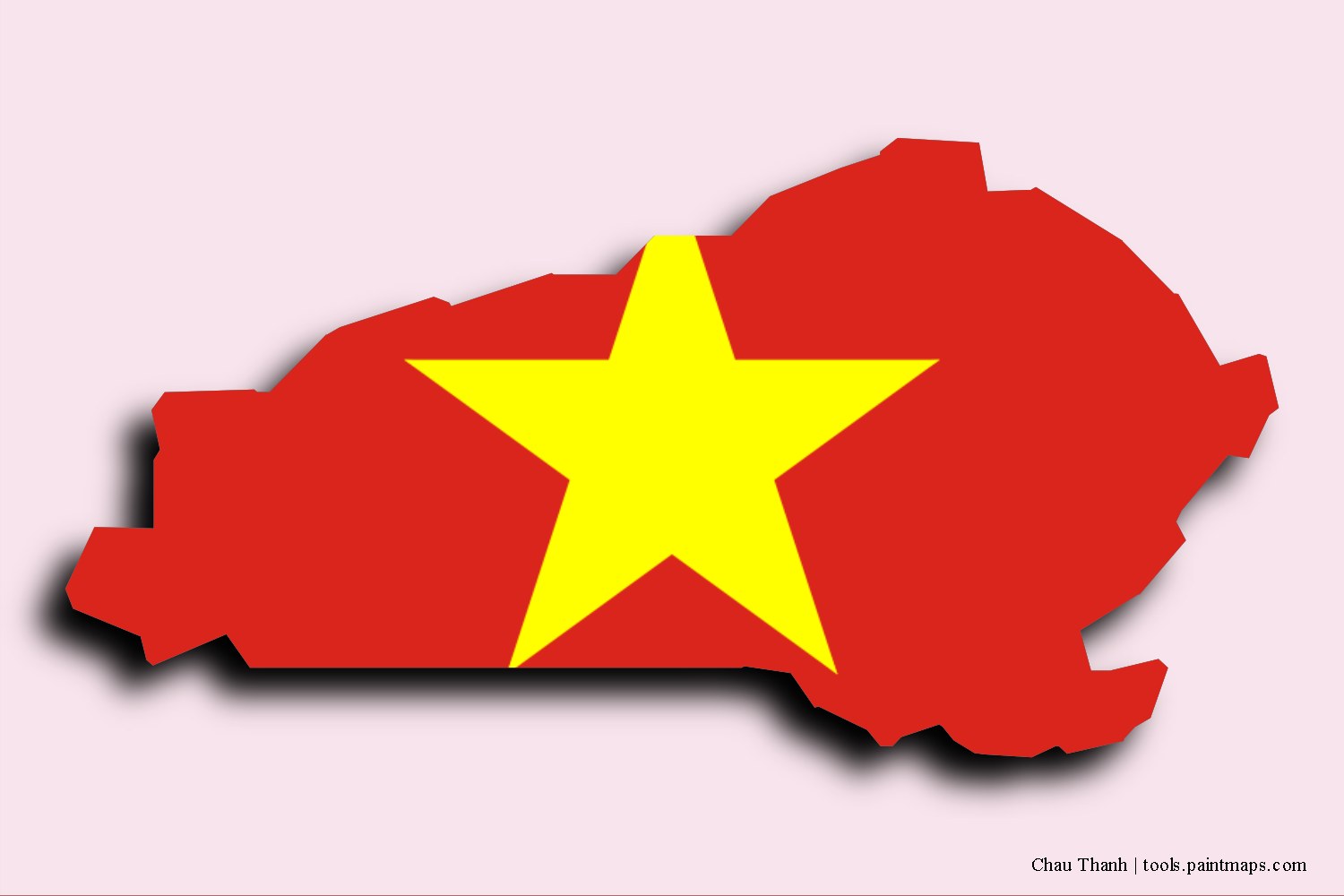 flag map of Chau Thanh with 3D shadow effect