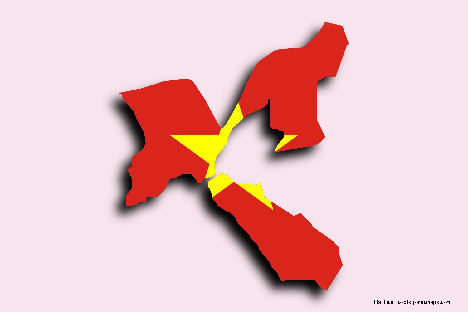 flag map of Ha Tien with 3D shadow effect