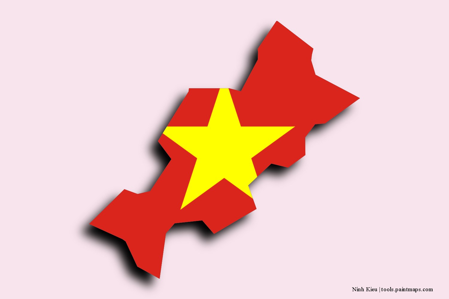 flag map of Ninh Kieu with 3D shadow effect