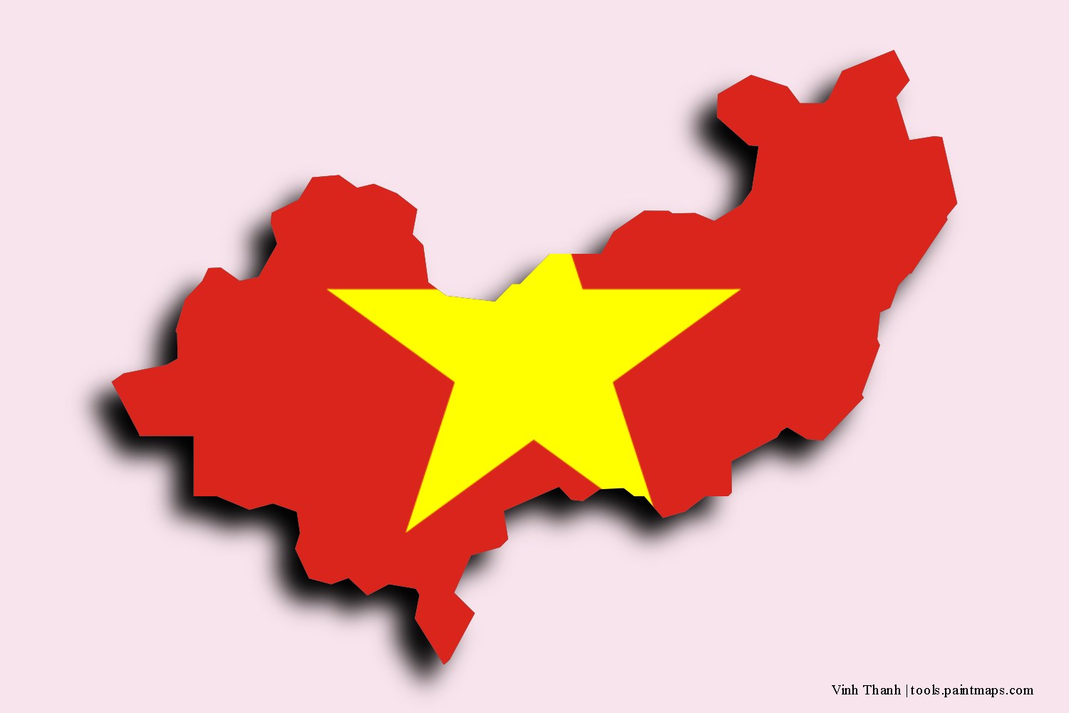 flag map of Vinh Thanh with 3D shadow effect