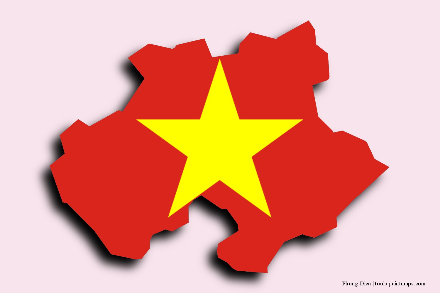 flag map of Phong Dien with 3D shadow effect