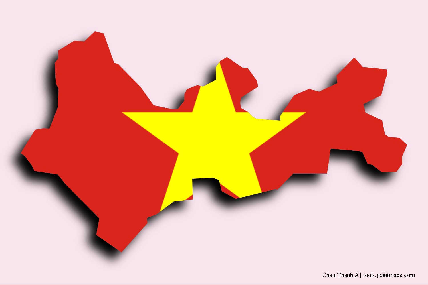 flag map of Chau Thanh A with 3D shadow effect