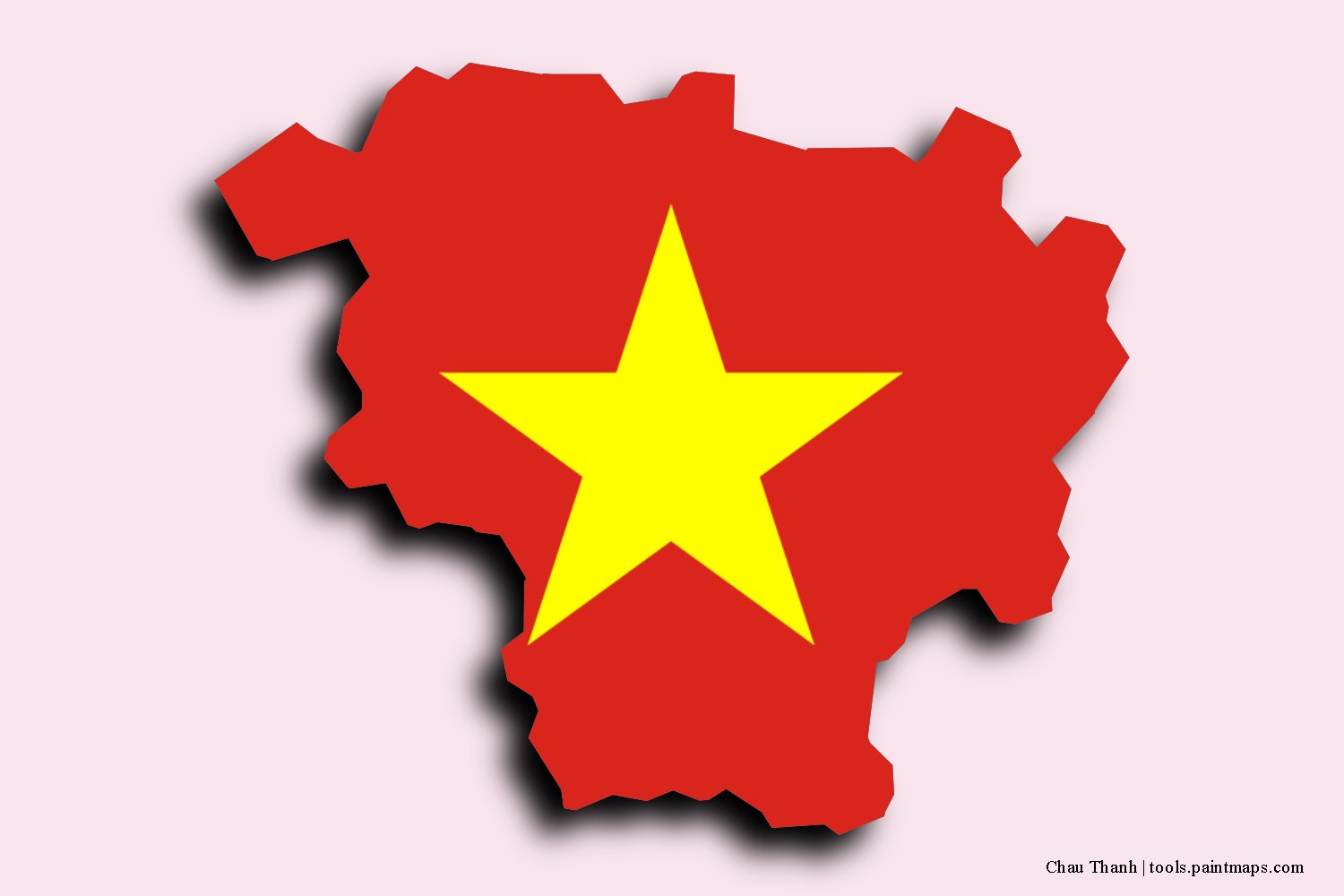 flag map of Chau Thanh with 3D shadow effect