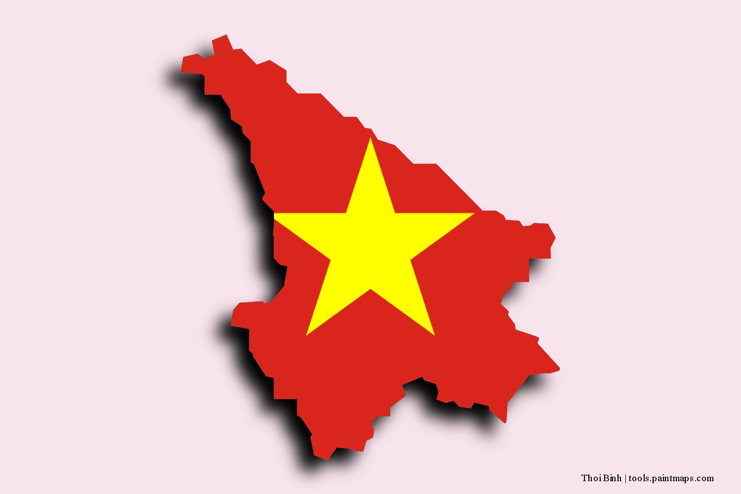 flag map of Thoi Binh with 3D shadow effect