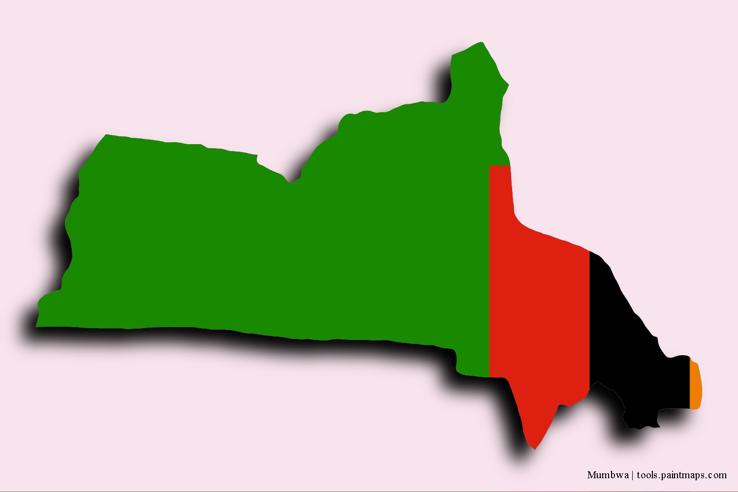 Mapa de la bandera de Mumbwa con efecto de sombra 3D