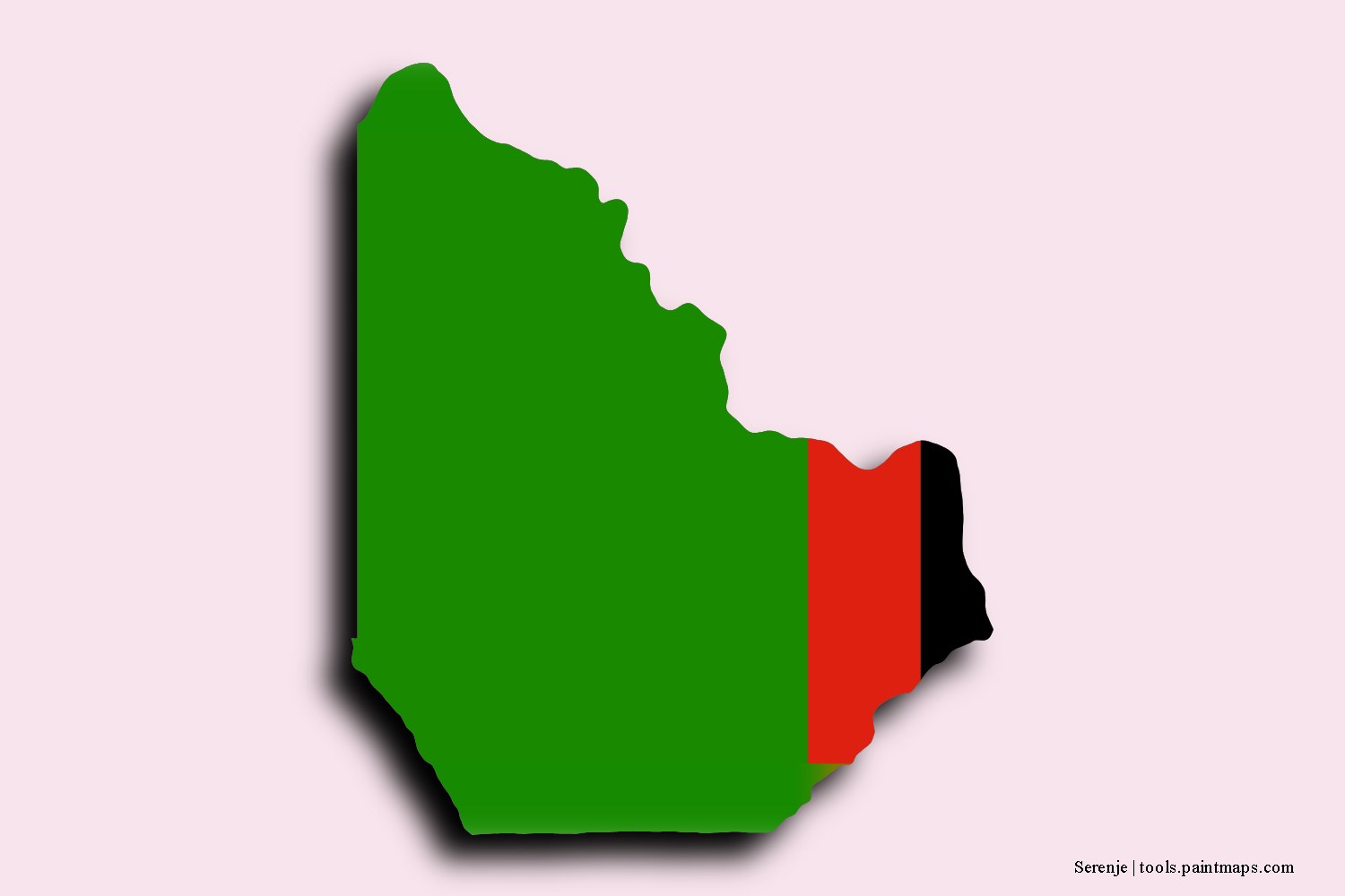 Mapa de la bandera de Serenje con efecto de sombra 3D